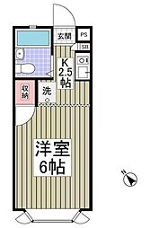 プランドール和光Ｂ棟 1階1Kの間取り