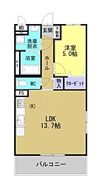 プランドールソフィアＶＩ 3階1LDKの間取り
