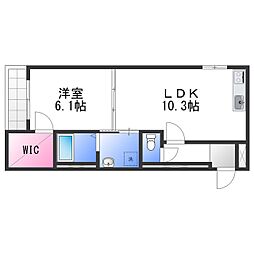 フジパレス　カトレア 2階1LDKの間取り