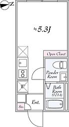 Grado OYAMA 2階ワンルームの間取り