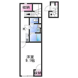 クレイノ井戸浜 2階1Kの間取り