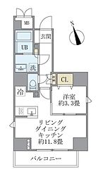 ラぺルラ四谷 6階1LDKの間取り