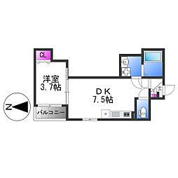 近鉄大阪線 長瀬駅 徒歩14分の賃貸アパート 2階1DKの間取り