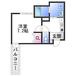 JR阪和線 津久野駅 徒歩6分の賃貸アパート 3階1Kの間取り