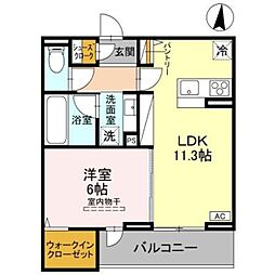 fortuna duo 2階1LDKの間取り