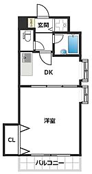 クロスステージ笹丘 1Kの間取図画像