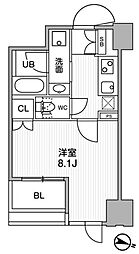 東神田テラスレジデンス 12階1Kの間取り