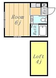 ラスティア 2階ワンルームの間取り