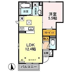 プランドール 1階1LDKの間取り