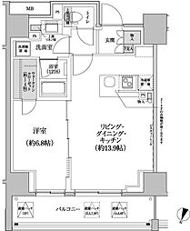 パークハビオ渋谷本町レジデンス 9階1LDKの間取り