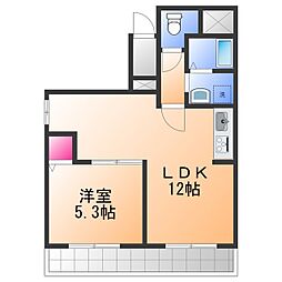 ホワイトオーク 1LDKの間取図画像