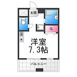 シュプレーム堺 ワンルームの間取図画像
