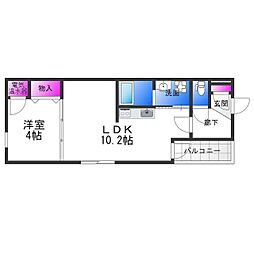 GrandeMaison南巽 1LDKの間取図画像