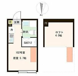 ハーモニーテラス貫井III ワンルームの間取図画像