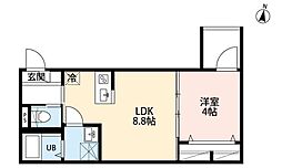 太陽と月の調和 LUNARE元町 1LDKの間取図画像