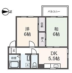 メゾンド野尻 2DKの間取図画像