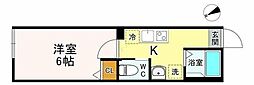 フォースダウン 1階1Kの間取り