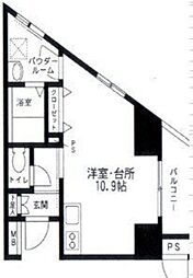 スカイプラザII 5階ワンルームの間取り