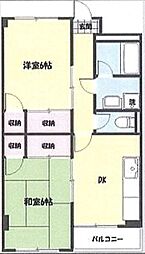 ストークマンション 3階2DKの間取り