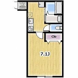 ノワール大和田 2階1Kの間取り