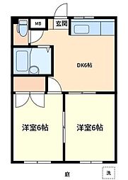Mパレス東小岩 1階2DKの間取り