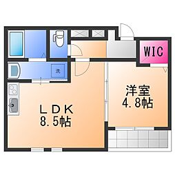フルールハチテラス 1LDKの間取図画像