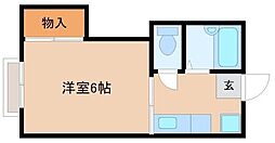コーポサンライズB 1Kの間取図画像