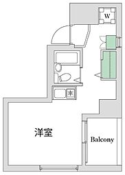 スカイコート銀座東 4階ワンルームの間取り
