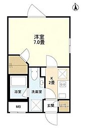 ウェルスクエアイズム奥沢 3階1Kの間取り