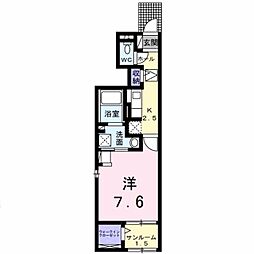 宮ノ丸トウロデン・1 1Kの間取図画像