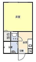 アーバンハイツ 2階1Kの間取り