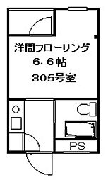 タイヨウマンション 3階ワンルームの間取り
