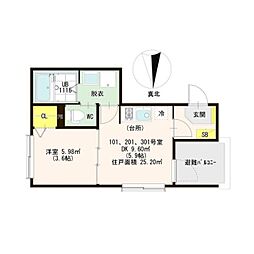 フォワード伏見稲荷 1DKの間取図画像
