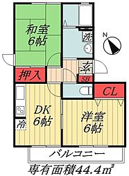 JR総武線 本八幡駅 徒歩11分の賃貸アパート 2階2DKの間取り