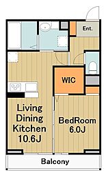 サンパティーク矢部 2階1LDKの間取り