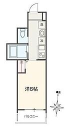 ＦＥＬＧＲＩＡ元加治 2階1Kの間取り