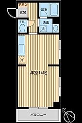 行徳倶楽部 6階ワンルームの間取り