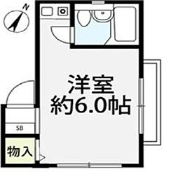 ベイクレスト 1階ワンルームの間取り