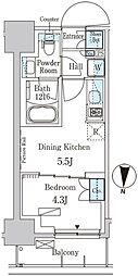 パークアクシス両国スクエア 1DKの間取図画像