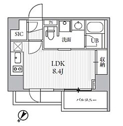 シーズンフラッツ大井町 2階ワンルームの間取り
