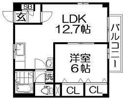 ハイツ福山 1LDKの間取図画像