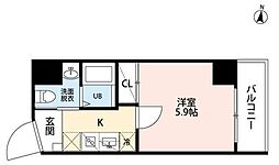 VISTA川崎大師 1Kの間取図画像