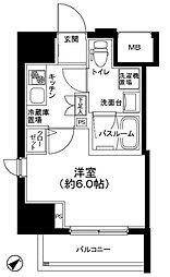 ティモーネ立川 1Kの間取図画像