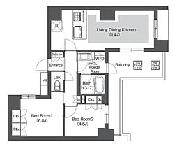 コンフォリア成増グリーンサイド 3階2LDKの間取り