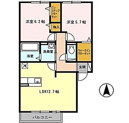 アムールエステート 2LDKの間取図画像
