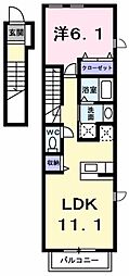 ヴィラ・プリティー 1LDKの間取図画像