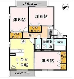 クレールEast 3LDKの間取図画像