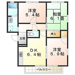 リッチネス阪南B棟 3DKの間取図画像