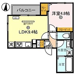 JR阪和線 和歌山駅 徒歩12分の賃貸アパート 2階1LDKの間取り