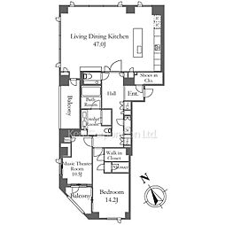 プレステージレジデンス白金台 3階2LDKの間取り